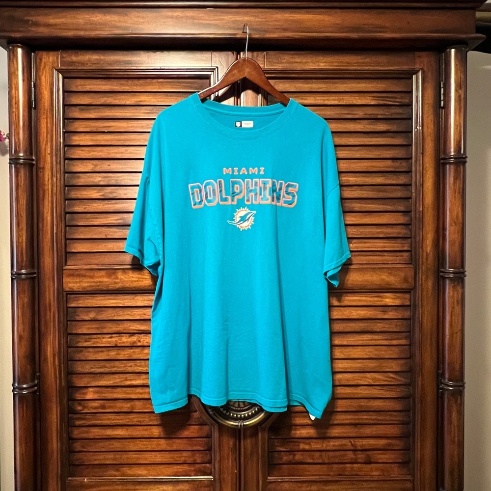 NFL Team Apparel Miami Dolphins Aqua Teal Graphic T-Shirt Mens 3XL